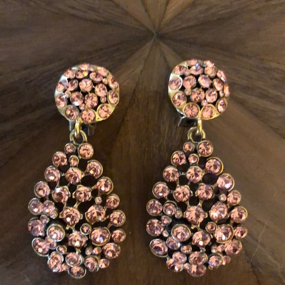 Oscar de la Renta pink crystal teardrop earrings
